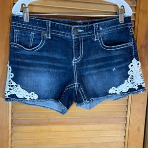 Maurices Cut-Off Denim Shorts-Lace Details Sz9/10